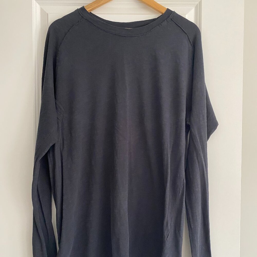 We The Free Long Sleeve Raw Hem Top – Free People Black Medium Slouchy Tee